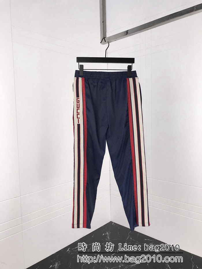 GUCCI古馳 紅藍撞色字母飾帶 絲綢面料 雙面穿 夾克套裝 情侶款 ydi1635